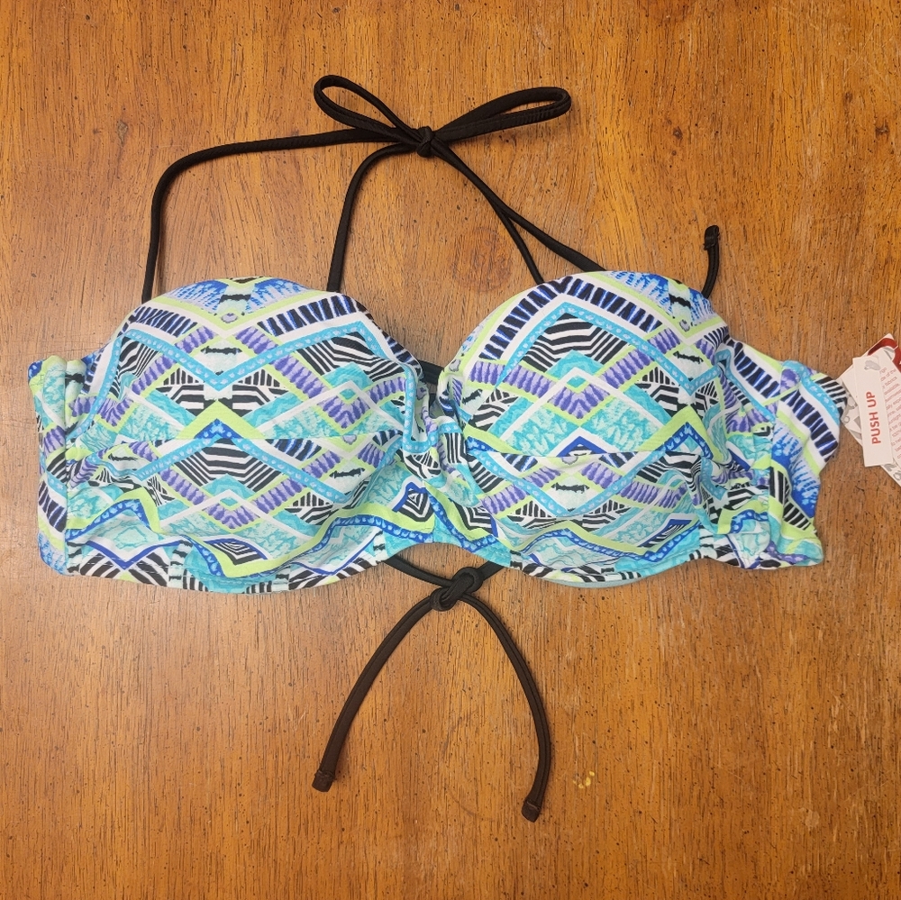 Women's Bongo Blue & Purple Push-up Bikini Swim Suit Top - Size Large